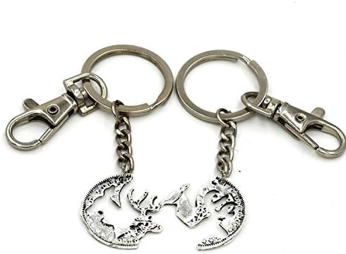 2 Deer Charms Keychain Best Friends Jewelry Initial Necklace Initial Keychain BFF Necklace BFF Keychain