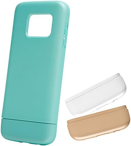 Galaxy S7 Case, AVY accessories 3 Color Protective Hard Mint Green Teal Cover Two-Tone Case for Samsung Galaxy S7 + 2 Bonus Lower Parts (White, Gold)