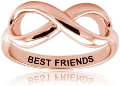 Sterling Silver Rose Gold Plated Best Friends Infinity Ring - Size 4