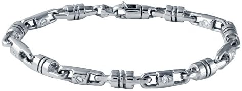 1.09CTW Gents Round Cut Diamond Flush Set Straight Bracelet in 14K White Gold