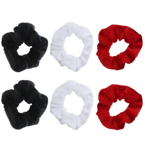 Velvet Solid Scrunchies - Set of 6 (Black White Red) at Amazon