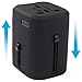 Loop World Adapter Plug, Worldwide Travel Adapter Charger [US UK EU AU/CN] w/Dual USB Charging Ports & Universal AC Socket - Safety Fused (Black)