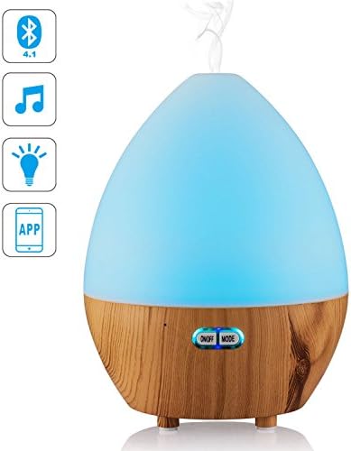 KUFUNG Aroma Essential Oils Diffuser Speaker, 450ML Cool Mist Ultrasonic Humidifier,Bluetooth Speaker with LED Atmosphere Lamp Changing, Auto Shut-off Function and App Control