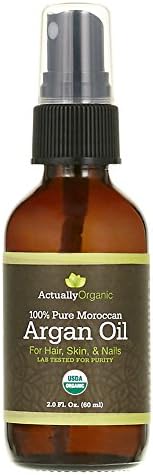 ActuallyOrganic Argan Oil Hair Face Skin Nails Beard-NOT SYNTHETIC-NO BAD SMELL- 100% Pure USDA Organic-Lab Tested for Purity-Silky Smooth Hair-Softer Skin-Anti Aging-Cold Pressed Unrefined Virgin