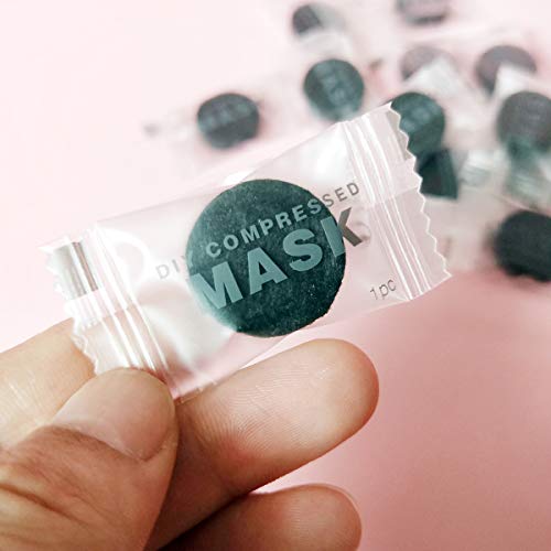NYKKOLA Disposable Facial Mask, DIY Natural Bamboo Charcoal Compressed Facial Mask Sheet Masque, Black (50Pack)