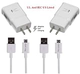 Galaxy S7 S7 Edge S6 S6 Edge LG G2 G3 G4 for Samsung Adaptive Fast Charger Micro USB 2.0 Cable Kit {Wall Charger + 5FT Cable} Fast Charging for up to 50% Faster Charging (White) Premium Version 2 pack