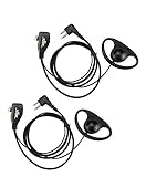 XFox 2Pin Advanced D Shape Clip-Ear PTT Headset Earpiece Mic for Motorola 2 Way Radios GP88S GP300 GP68 GP2000 GP88 GP3188 CP040 CP1200 A8 A6 A10 A12 Walkie Talkies(2Pack)