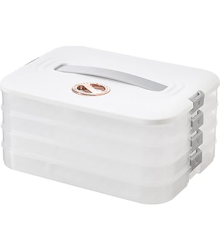 Caja Para Albóndigas, Contenedores De Almacenamiento De Alimentos Aptos Para Congelador De 4 Capas Contenedor Apilable Para Refrigerios Con Tapa Galletas