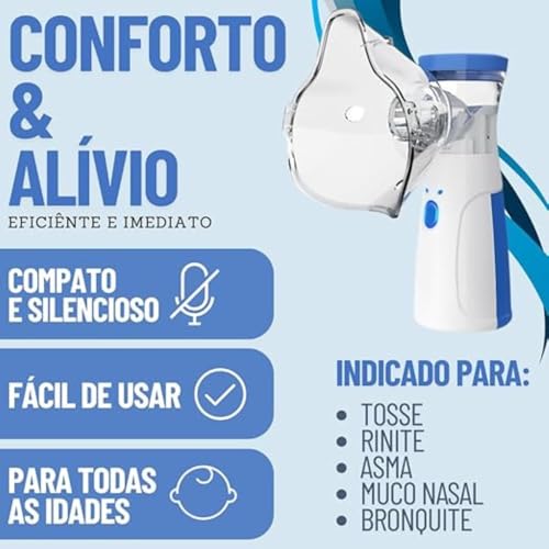 Nebulizador Inalador Ultrassônico Portátil USB Sem Fio Silencioso