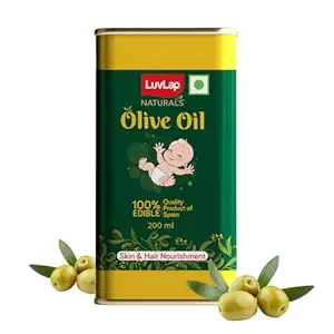 LuvLap Naturals Baby Body Massage Olive Oil, 200 ML, Spanish Premium Olive Oil, Enhances Bone & Muscle Strength, 200 ML