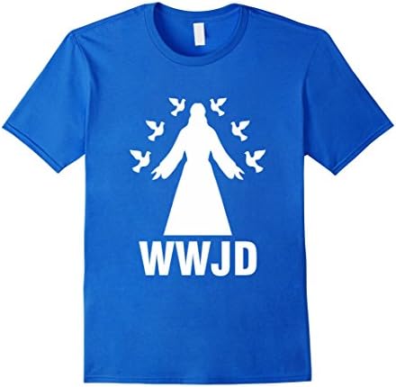 Men's WWJD What Would Jesus Do Christian T Shirt Medium Royal Blue