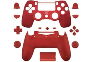 WPS Matte Controller Case Collection Full Housing Shell + Full Buttons for PS4 PlayStation Slim Pro (JDM-040) Controller (Red