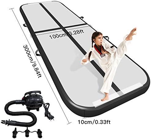 Airacker 9.84ft/13.13ft/16.4ft/19.69ft/23ft/26ft/29ft/33ft/36.ft/39ft Air Track, Tumbling Mat, Inflatable Gymnastics Airtrack Mat, Air Floor Mat with Electric Air Pump for Training/Cheerleading