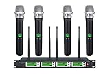 GTD Audio 4x800 Selectable Frequency Channel UHF Diversity Wireless Handheld Microphone Mic System 787 (4 Hand held Mics)