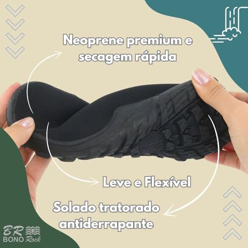 Sapatilha Aquática Neoprene Náutica Antiderrapante Seca Rápido Unissex Leve Flexível Híbrida Versátil para Trilhas Cachoeira Bike Pesca Praia Aventura