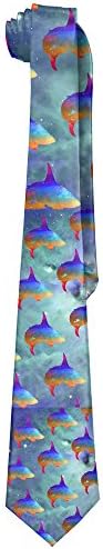 Men's Space Galaxy Rainbow Shark Vector Vintage Ties Neck Tie Skinny Ties