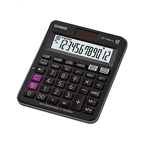 Casio MJ-120D Plus - BK 300 Steps Check and Correct Desktop Calculator with Tax &amp; GT Keys &amp; On Display Indication of Active Constant (K) (Blac