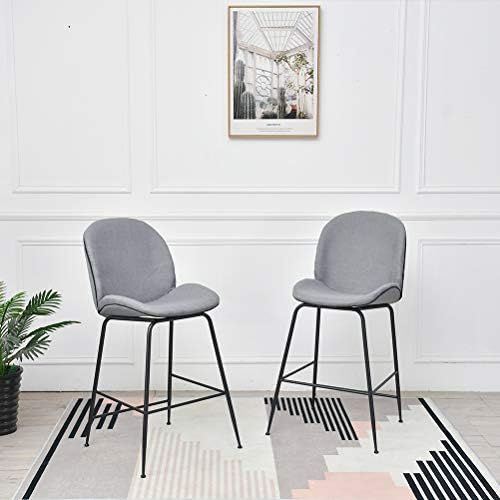 Dekea 26" Fabric Upholstered Bar Stools Set of 2 Counter Height Stools with Back Armless Barstools for Kitchen Living Room, Grey