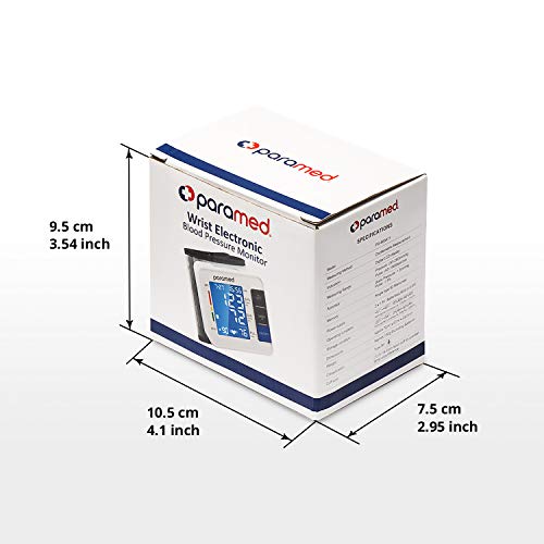 Wrist Blood Pressure Monitor by PARAMED: Automatic Blood-Pressure Kit of Bp Cuff Machine + 2AAA and Carrying Case - Large LCD Display with Backlight & 90 Sets Memory - FDA Approved - Thumbnail 7