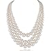 Kalse 3 Layers Strand Simulated Pearl Strand Bib Pendant Choker Chain Necklace (3 Strands)