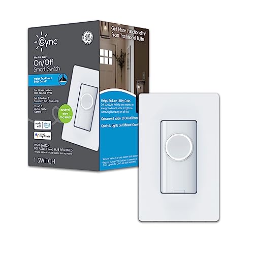 GE CYNC Smart Light Switch, Button Style, Neutral