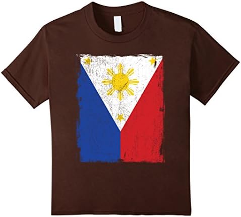 Kids Philippines Pilipinas Filipino Pinoy Flag T-Shirt 10 Brown
