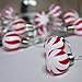 LANGRIA Red and White Stripe Globe Ball String Lights Battery Powered 20 LEDs, 7.22 FT/2.2M Long for Indoor Use, Holiday, Festival, Party Decoration