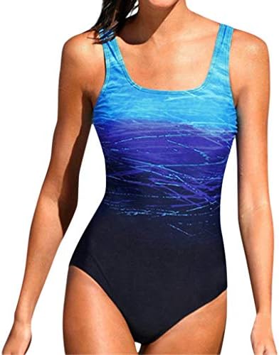 Deloito Womens Gradient Color Swimming Costume One-Piece Beach Swimsuit Bathing Monokini Push Up Padded Bikini Set Black