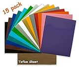 Heat Transfer Vinyl - 15 Pack 12x10 Inch Sheets - Iron On Cricut Silhouette Cameo Press Machine for T-Shirts Clothes - Teflon Paper and Instructions Included by Crafty Ant