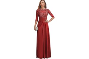 AKLASU Mother of The Bride Dresses Long Chiffon Lace Wedding Guest Dresses for Women Ruched Formal Evening Gown Prom Dress