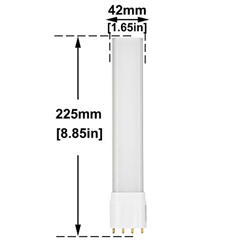 10W LED 2G11 4-Pin Base PL Lamp Lustaled 120V Daylight 6000K 18W Compact Fluorescent Lamp Equivalent Bulb Lamp for Pendant Lamps Ceiling Lights Desk Lamps (Remove or Bypass Ballast, 2-Pack)