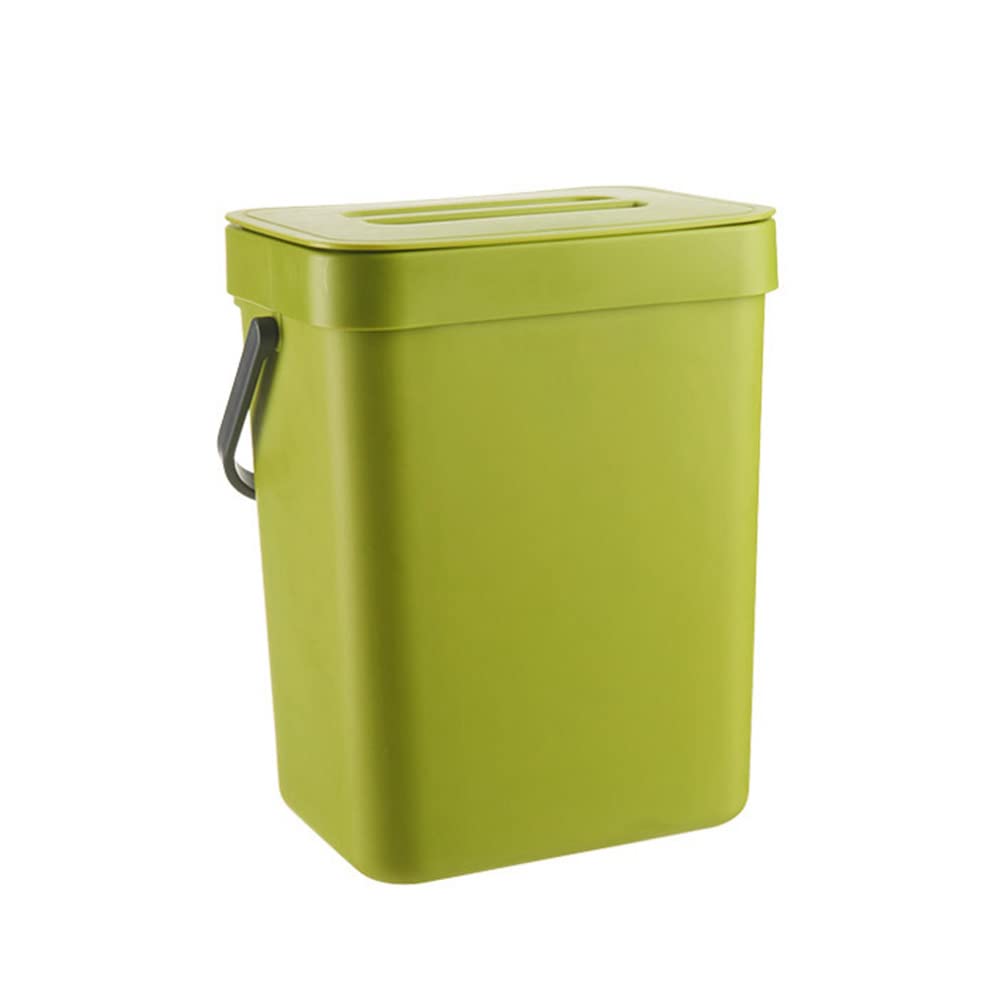 Rvtkak Mini Kitchen Waste Bin, 3L No-punch wall-mounted bin Kitchen Compost Bin with Lid Under Sink Garbage Can for Kitchen Hanging Trash Can for Kitchen Cabinet Door