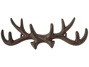 Brown deer antlers on white background