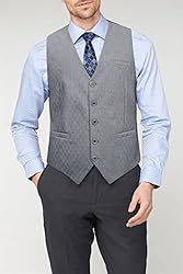 HISDERN Grey Mens Vest Formal Business Suit Vest