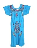 Leos Mexican Imports Mexican Dress Puebla (XL, Aqua), Online Clothing Store