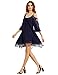 Milumia Women's Summer Cold Shoulder Crochet Loose Beach Dress Navy Large