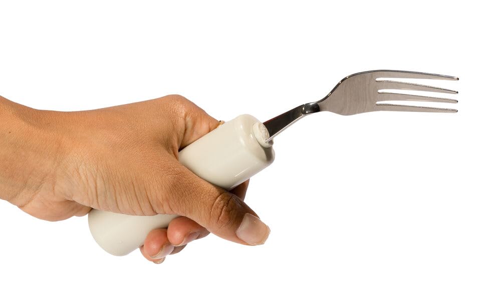 HOMECRAFT Queens Cutlery, Left Handed Fork, Angled, Built-Up Handle, Daily Eating Aid, Limited Wrist Movement, Weak Grip, Elderly, Disabled, One-Handed, Adaptive Stainless Steel Utensils