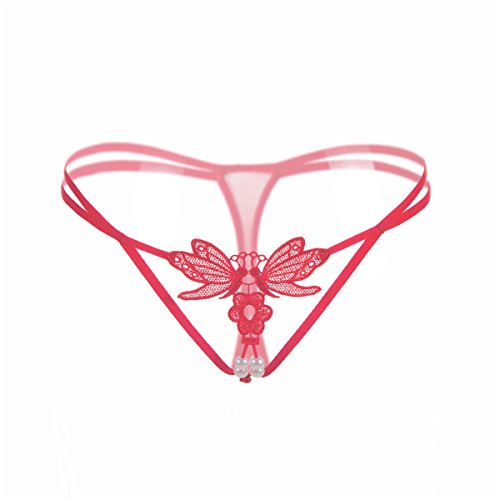 Butterfly Embroidery Double Pearls Lingerie Thongs Panties Lace T-Back Sexy G Strings for Women WXLX 2039