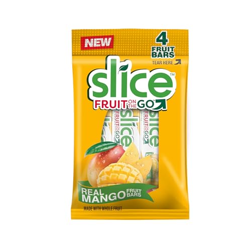 SLICE FRUIT BARS, MANGO, VEGAN, BULK PACK, GLUTEN-FREE, FAT-FREE, NATURAL FLAVORS & COLORS, PERFECT ON-THE-GO SNACK, 12 PACKS OF 4 0.35 OUNCE BARS (48 TOTAL)