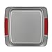 Cake Boss Deluxe Nonstick Bakeware 9-Inch Square Cake Pan, Gray with Red Silicone Grips