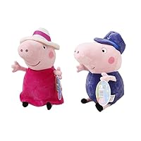 OlgaToys Kids Children Eco-friendly Christmas Cartoon Entertainment Couple Grandpa & Grandma Peppa Pig Birthday Gift Plush Doll Toys Set Two 30cm