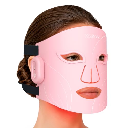 XSSNVV LED Face Mask, Wireless Light Therapy Face Mask, 4 Modes | Anti-ageing, skin clarification, anti-inflammatory, soothing, red/blue LED, rechargeable red light lamp face, beauty gifts