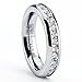 Metal Masters 3MM High Polish Princess Cut Ladies Eternity Titanium Ring Wedding Band with Cubic Zirconia CZ Size 6