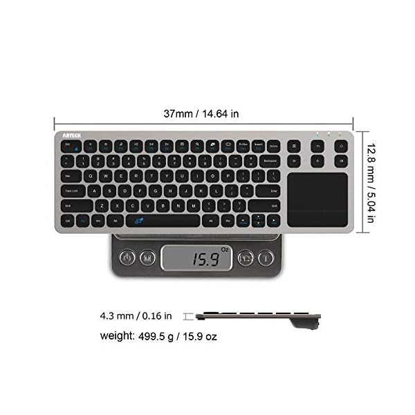 Arteck-24G-Wireless-Touch-TV-Keyboard-with-Easy-Media-Control-and-Built-In-Touchpad-Solid-Stainless-Steel-Ultra-Compact-Full-Size-QWERTY-UK-Layout-Keyboard-for-TV-Connected-Computer-Smart-TV-HTPC Arteck 2.4G Wireless Touch TV Keyboard with Easy Media Control and Built-In Touchpad Solid Stainless Steel Ultra Compact…