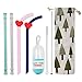SYOSIN Reusable Drinking Straws 4 Pieces Eco Friendly Collapsible Straws Foldable Silicone Straws BPA Free with 1 Reusable Capsule Case, 1 Straw Bag, 2 Cleaning Brush for Kids & Adults
