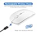 Rechargeable Wireless Mouse, Pasonomi 2.4G Slim Mute Silent Click Noiseless Optical Mouse with USB Receiver (Stored at Bottom of The Mouse) Compatible with Notebook, PC, Laptop, Computer, Mac (White)