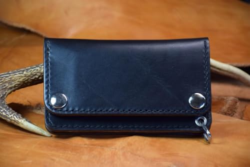 トラッカーウォレット ホースバット 手縫い ミドルサイズ 馬革 黒 茶芯商品画像