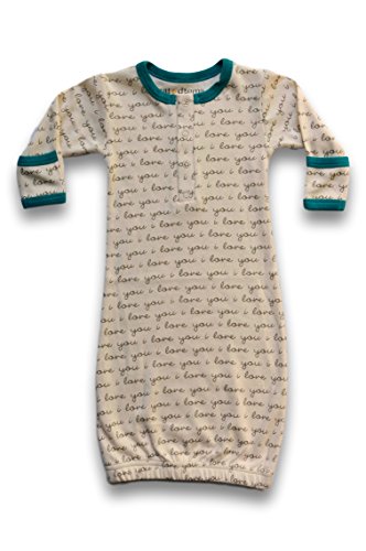 Cat & Dogma - Certified Organic Infant/Baby Clothes ILY/Teal Gown
(Premie)