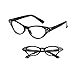 Retro 50's Costume Accessories Set Polka Dot Chiffon Scarf Cat Eye Glasses Bandana Tie Headband & Earrings for Girls Women Ladies Dress Up (Black)
