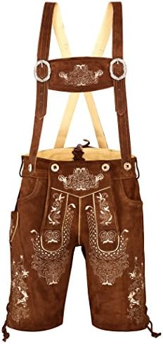 Men Lederhosen - Authentic German Bavarian Lederhosen - Oktoberfest Men Trachten Wears Trousers